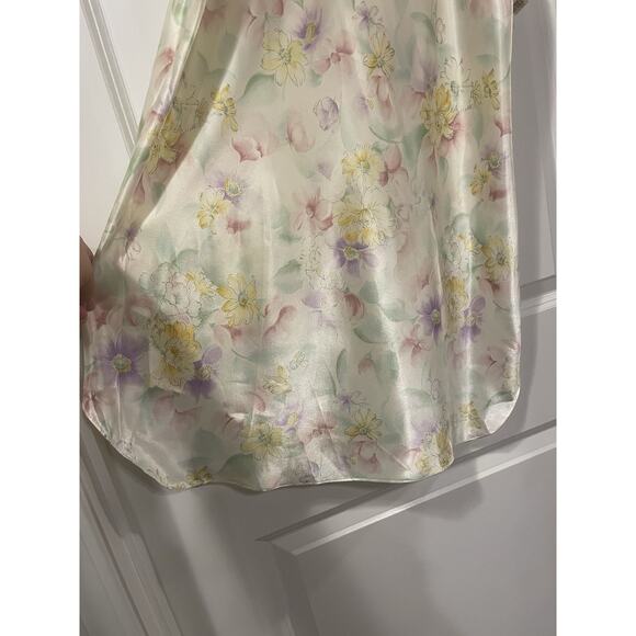 VTG NWT JC Penney Babydoll Nightgown 90s Floral Pastels Cream Satin Nightgown LG - Picture 4 of 7